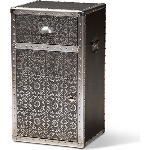 Cosette Accent Cabinet in Silver Metal Floral