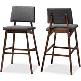 Colton Bar Stool in Dark Gray Fabric & Walnut Finish (Set of 2)