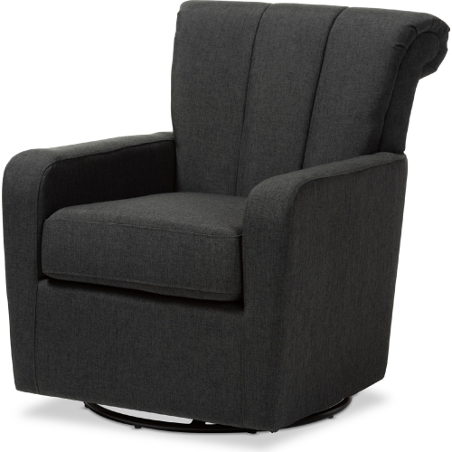 Rayner Swivel Accent Chair in Channel Tufted Gray Fabric