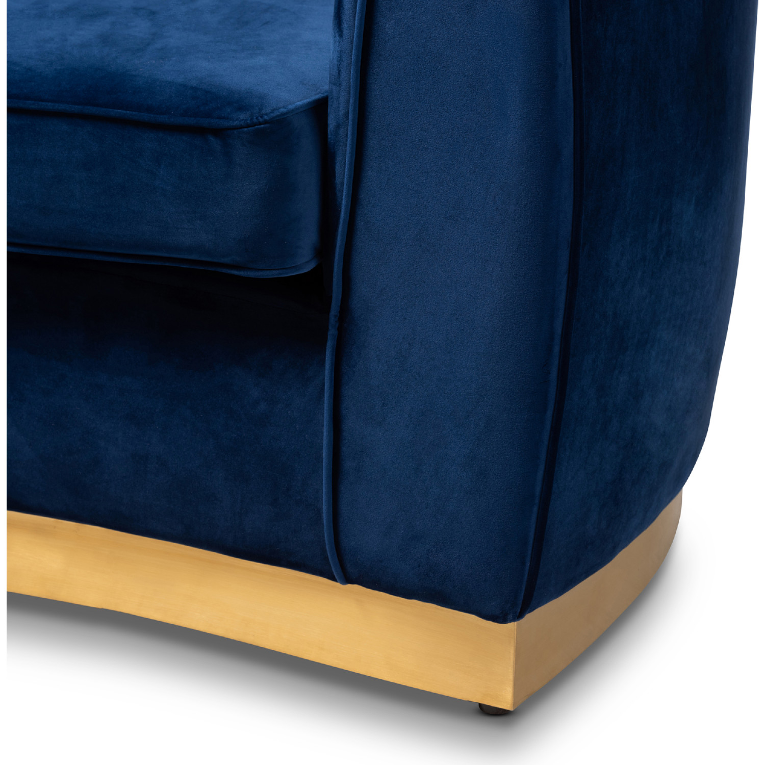 Baxton TSF5504A Dark Royal Blue Gold SF Milena Sofa in Channel