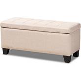 Fera Storage Ottoman in Channel Tufted Beige Fabric