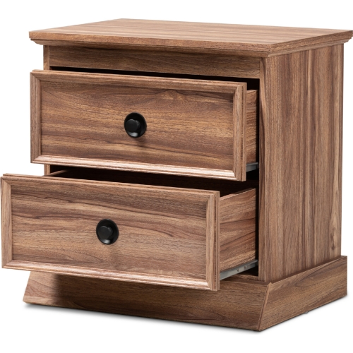 Ryker 2 Drawer Wood Nightstand in Oak Finish