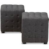 Elladio Cube Ottoman in Tufted Gray Fabric (Set of 2)