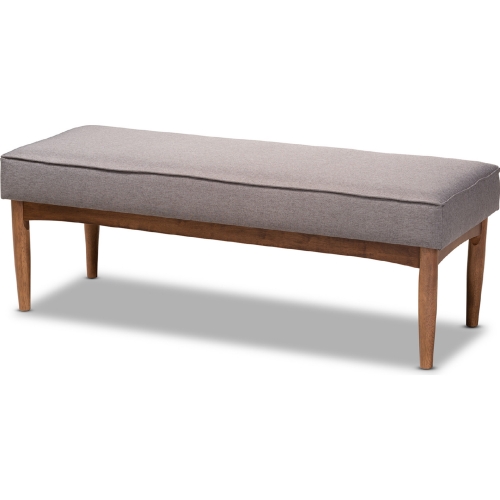 Arvid Dining Bench in Gray Fabric & Walnut Finish