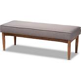 Arvid Dining Bench in Gray Fabric & Walnut Finish