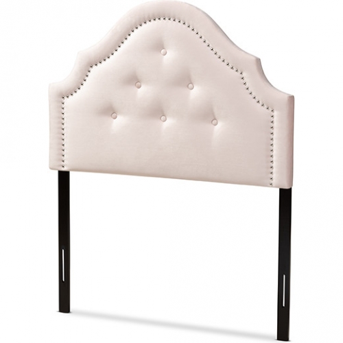 Cora Twin Headboard in Tufted Light Pink Fabric