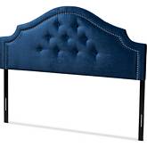 Cora King Headboard in Tufted Royal Blue Fabric