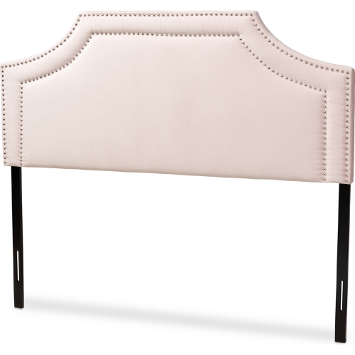 Avignon Queen Headboard in Light Pink Velvet