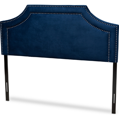 Avignon Queen Headboard in Navy Blue Velvet