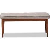 Itami Dining Bench in Light Gray Fabric & Oak Finish Wood