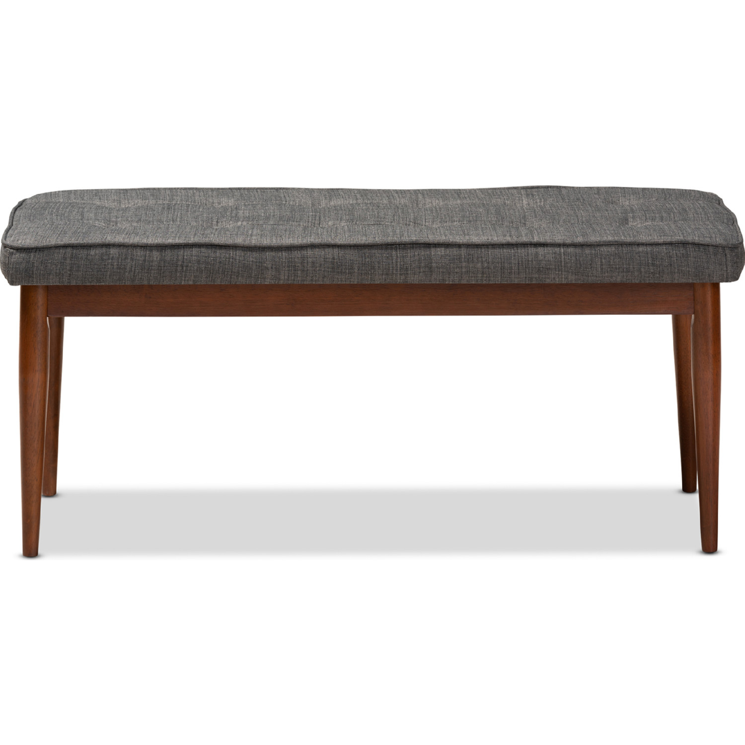 Home Baxton Studio Itami Dining Bench in Dark Gray Fabric Oak