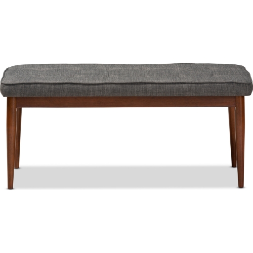 Itami Dining Bench in Dark Gray Fabric & Oak Finish Wood