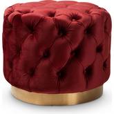 Valeria Ottoman in Tufted Burgundy Red Velvet & Gold