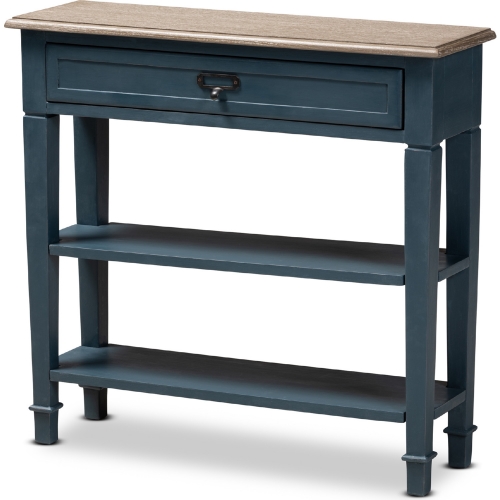 Dauphine Console Table in Spruce Blue & White Wood