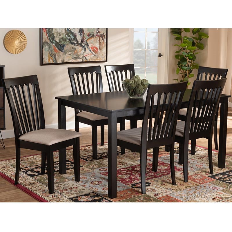 Baxton RH319C-Sand/Dark Brown-7PC Dining Set Minette 7 Piece Dining Set ...