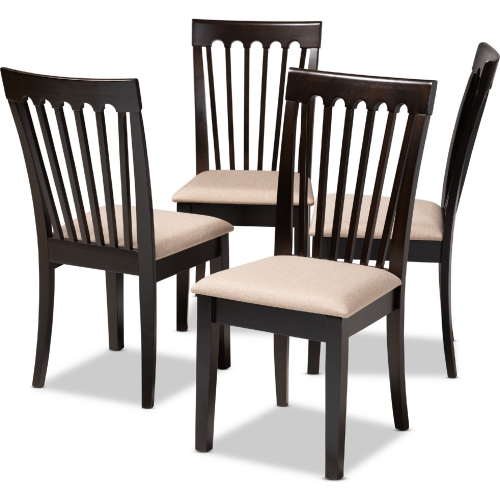 Minette Dining Chair in Sand Fabric & Espresso (Set of 4)