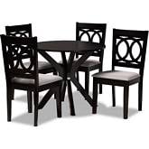 Sanne 5 Piece Dining Set in Gray Fabric & Dark Wood