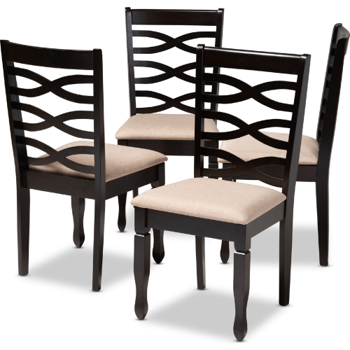 Lanier Dining Chair in Sand Fabric & Espresso Finish (Set of 4)