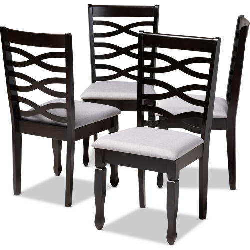 Lanier Dining Chair in Gray Fabric & Espresso Finish (Set of 4)