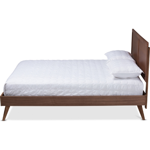 Zenon Queen Platform Bed in Walnut Brown Wood