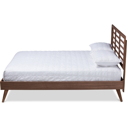 Calisto Queen Platform Bed in Ash Walnut Brown Wood