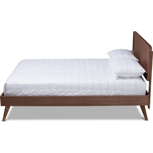 Demeter Full Platform Bed in Walnut Brown Wood