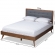 Ines King Platform Bed in Dark Gray Fabric & Walnut Finish