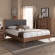 Ines King Platform Bed in Dark Gray Fabric & Walnut Finish