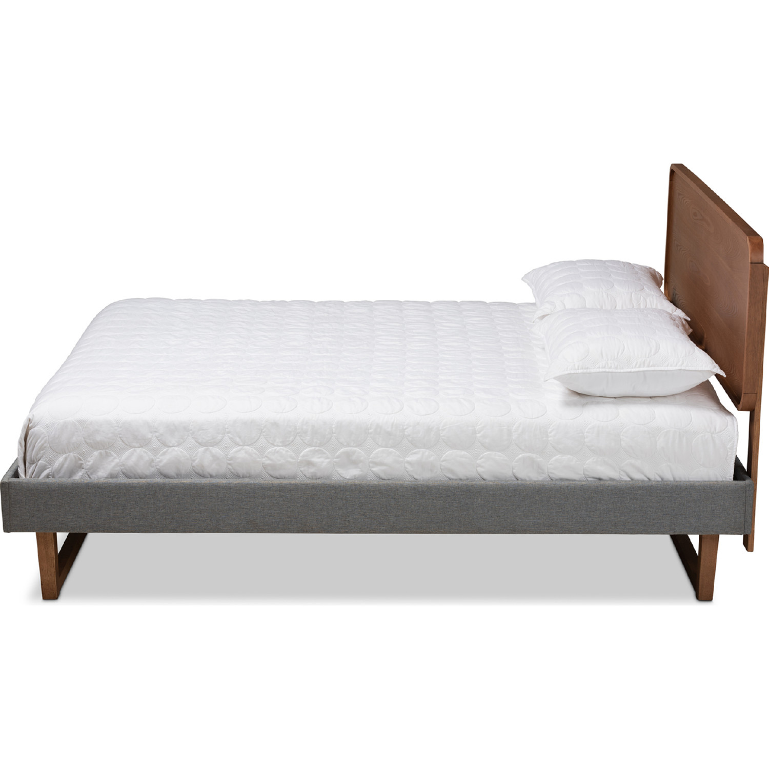 Baxton Ayla Dark Grey Ash Walnut King Ayla King Platform Bed in