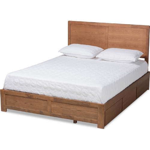 Aras Queen Platform Storage Bed in Ash Walnut Brown Finish