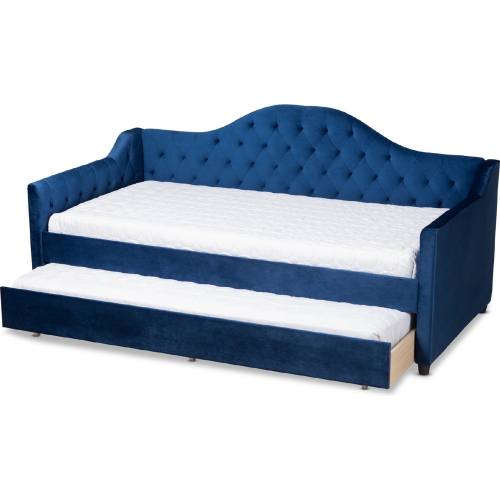 Perry Twin Daybed w/ Trundle in Tufted Royal Blue Velvet