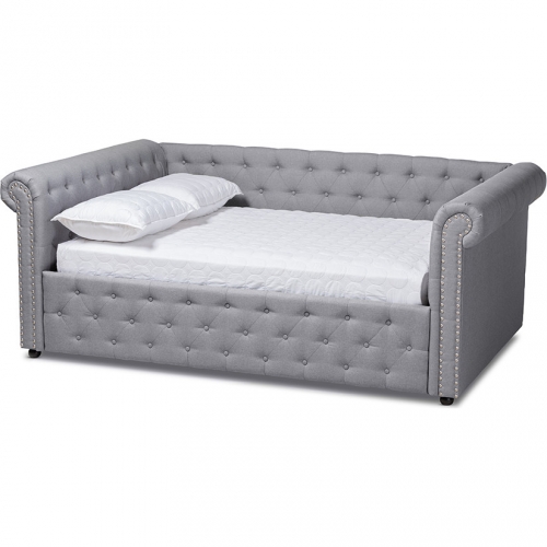 Mabelle Full Daybed in Tufted Gray Fabric