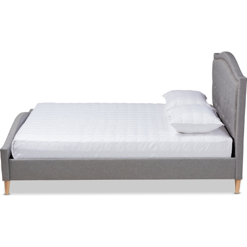 Felisa King Platform Bed in Tufted Gray Fabric