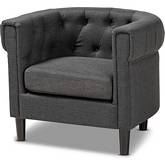 Bisset Chesterfield Style Accent Chair in Tufted Charcoal Gray Fabric