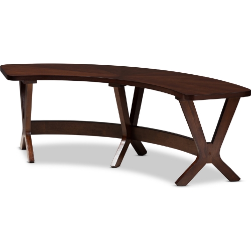 Berlin Curved Dining Bench in Walnut Brown Wood