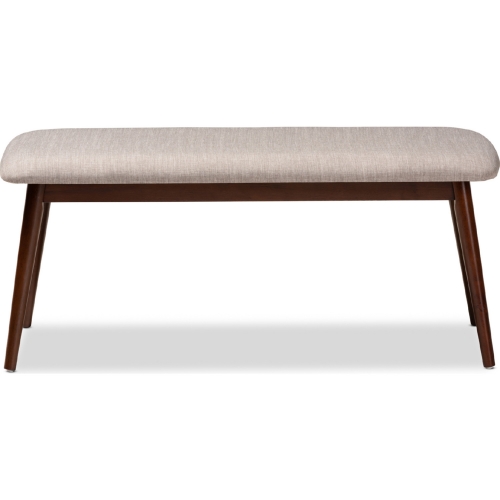 Flora Dining Bench in Light Gray Fabric & Oak Finish Wood