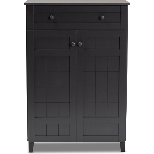 Glidden 5 Shelf Shoe Storage Cabinet in Dark Gray Finish