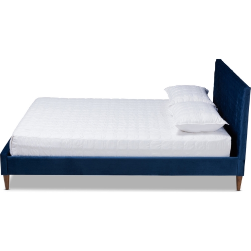 Frida Full Bed in Diamond Stitched Royal Blue Velvet