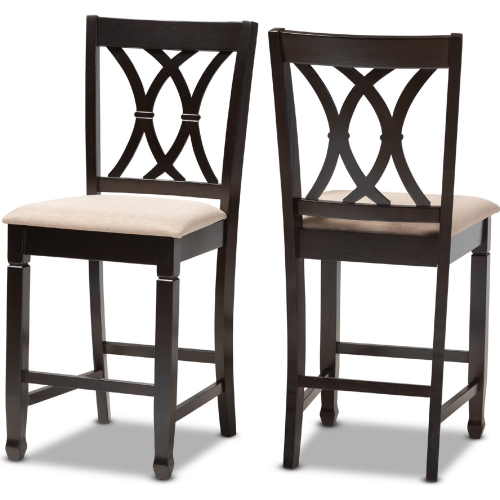 Reneau Counter Stool in Sand Fabric & Espresso (Set of 2)