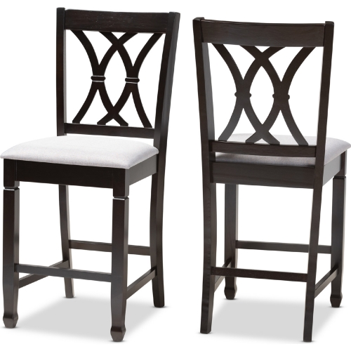 Reneau Counter Stool in Gray Fabric & Espresso (Set of 2)