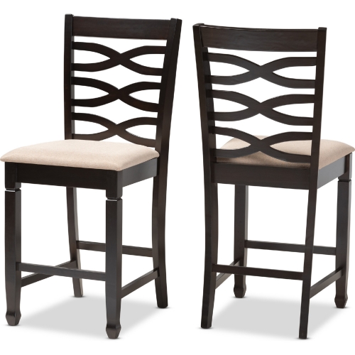 Lanier Counter Stool in Sand Fabric & Espresso Finish (Set of 2)