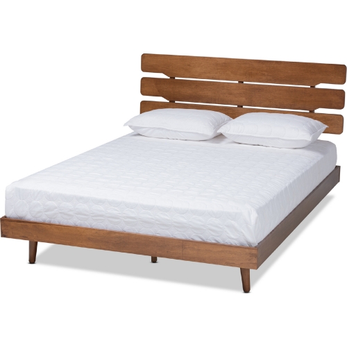 Anzia Queen Platform Bed in Walnut Finish Wood