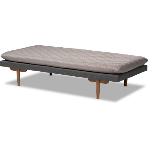 Marit Twin Daybed in Gray & Dark Gray Fabric & Walnut Finish