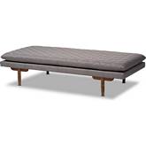 Marit Twin Daybed in Gray Fabric & Walnut Finish Wood