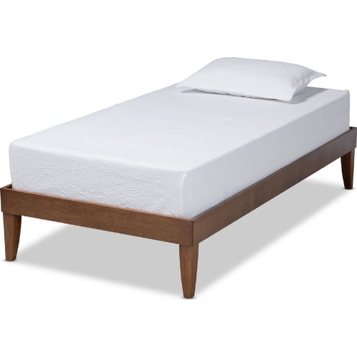 Lucina Twin Platform Bed Frame in Walnut Brown Finish