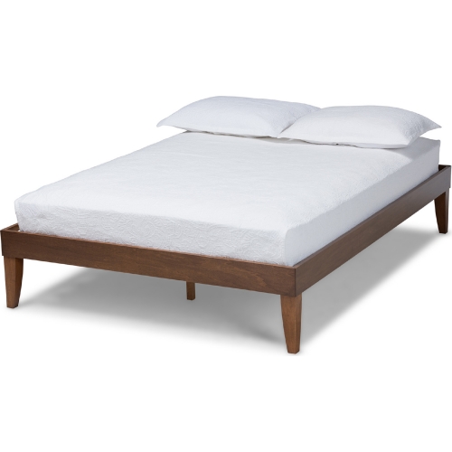 Lucina Full Platform Bed Frame in Walnut Brown Finish