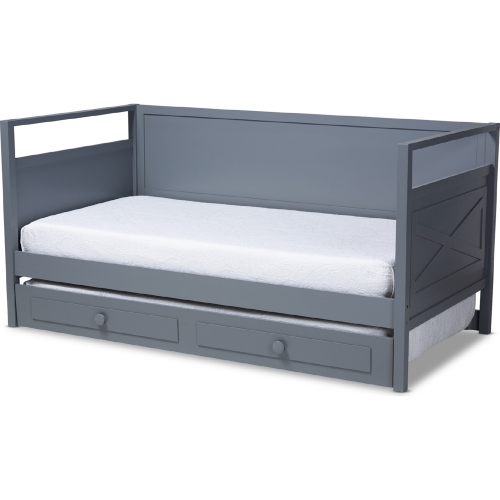 Cintia Twin Daybed w/ Trundle in Cottage Gray Wood