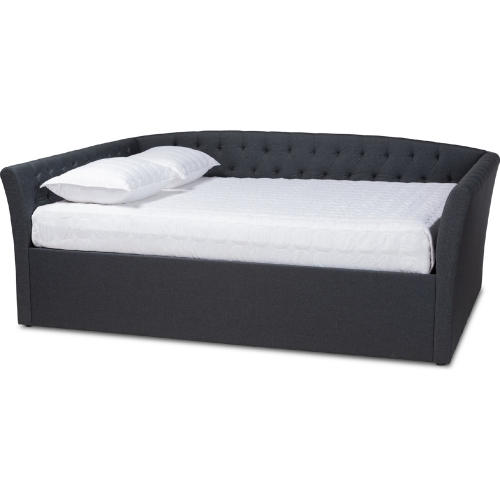 Delora Queen Daybed in Tufted Dark Gray Fabric