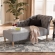 Emeline Chaise Lounge in Tufted Gray Fabric & Oak Finish