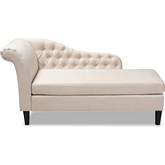 Florent Chaise Lounge in Tufted Beige Fabric